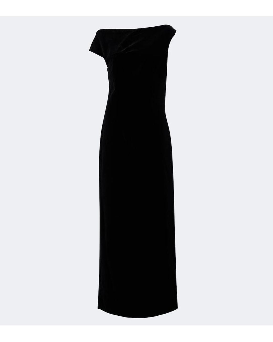 Rohe Black Asymmetric Cotton Velvet Gown