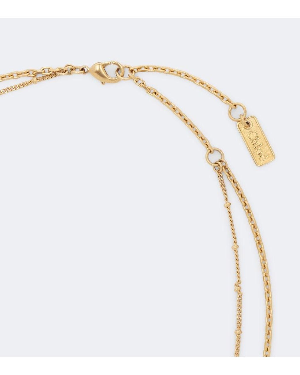 Chloé Metallic Embellished Pendant Necklace
