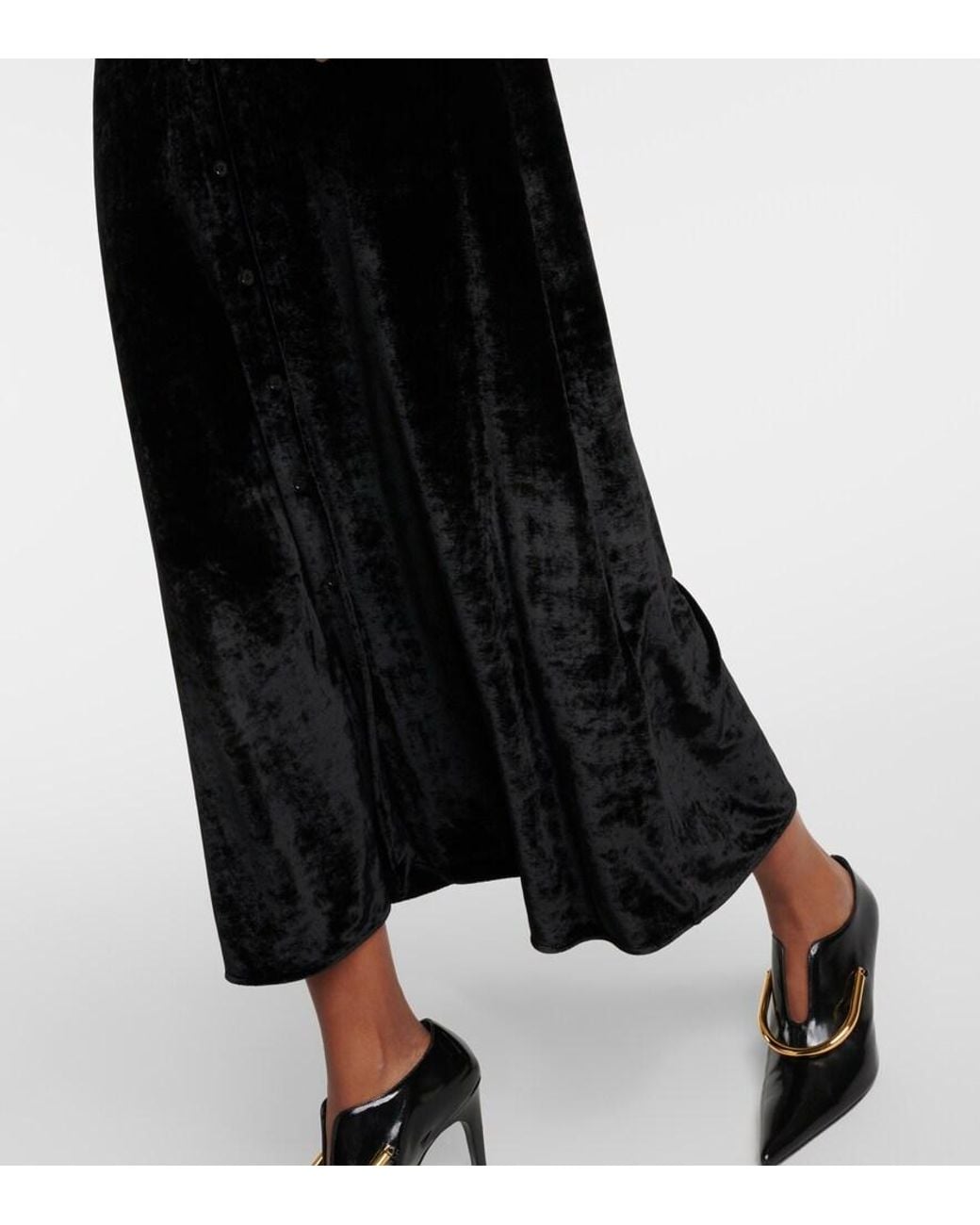 Jil Sander Black Velvet Shirt Dress