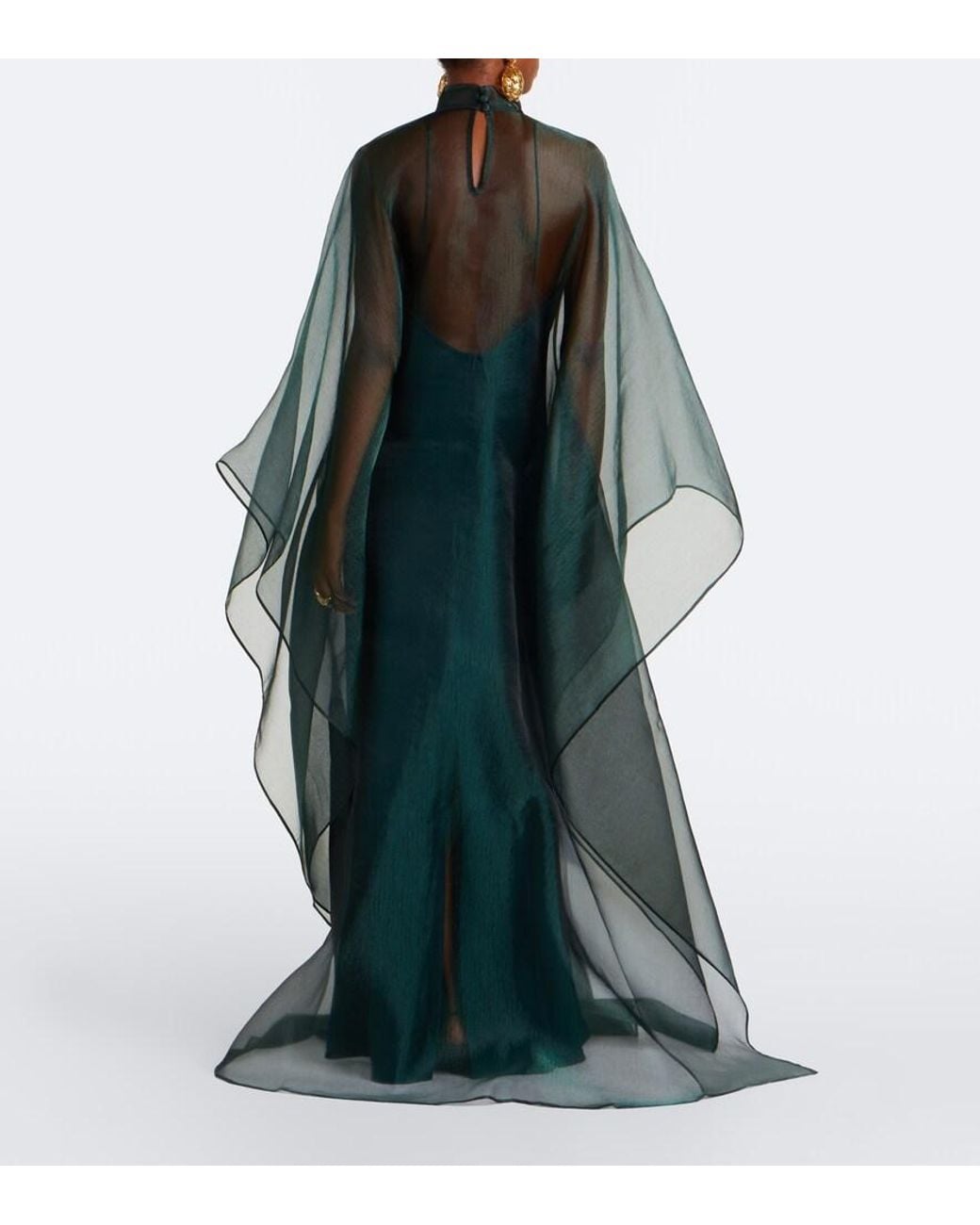 Taller Marmo Blue Sphinx Sheer Draped Organza Kaftan