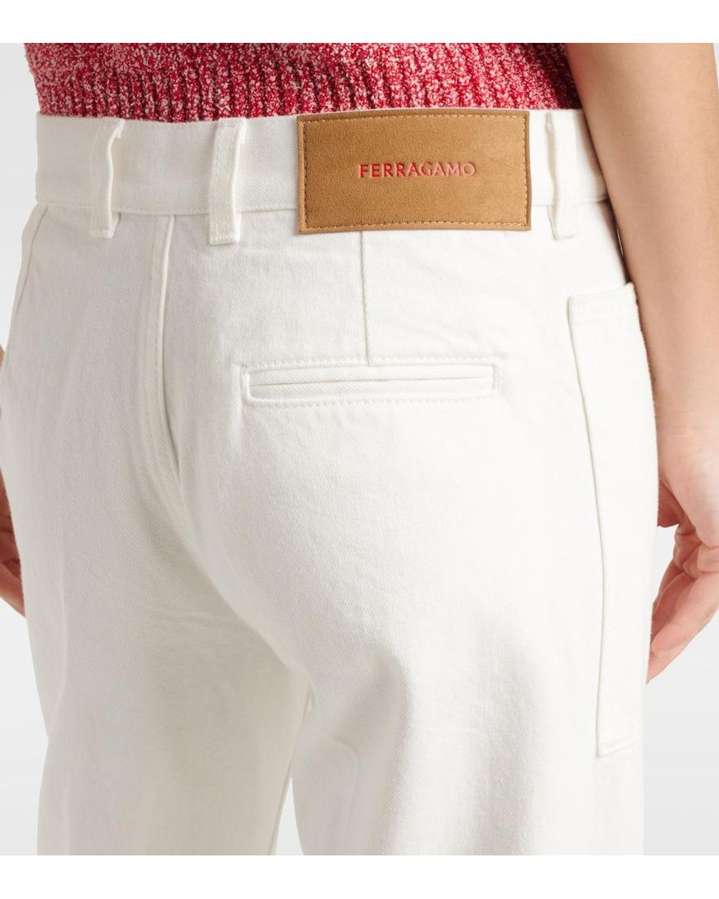 Ferragamo White Mid-Rise Straight Jeans