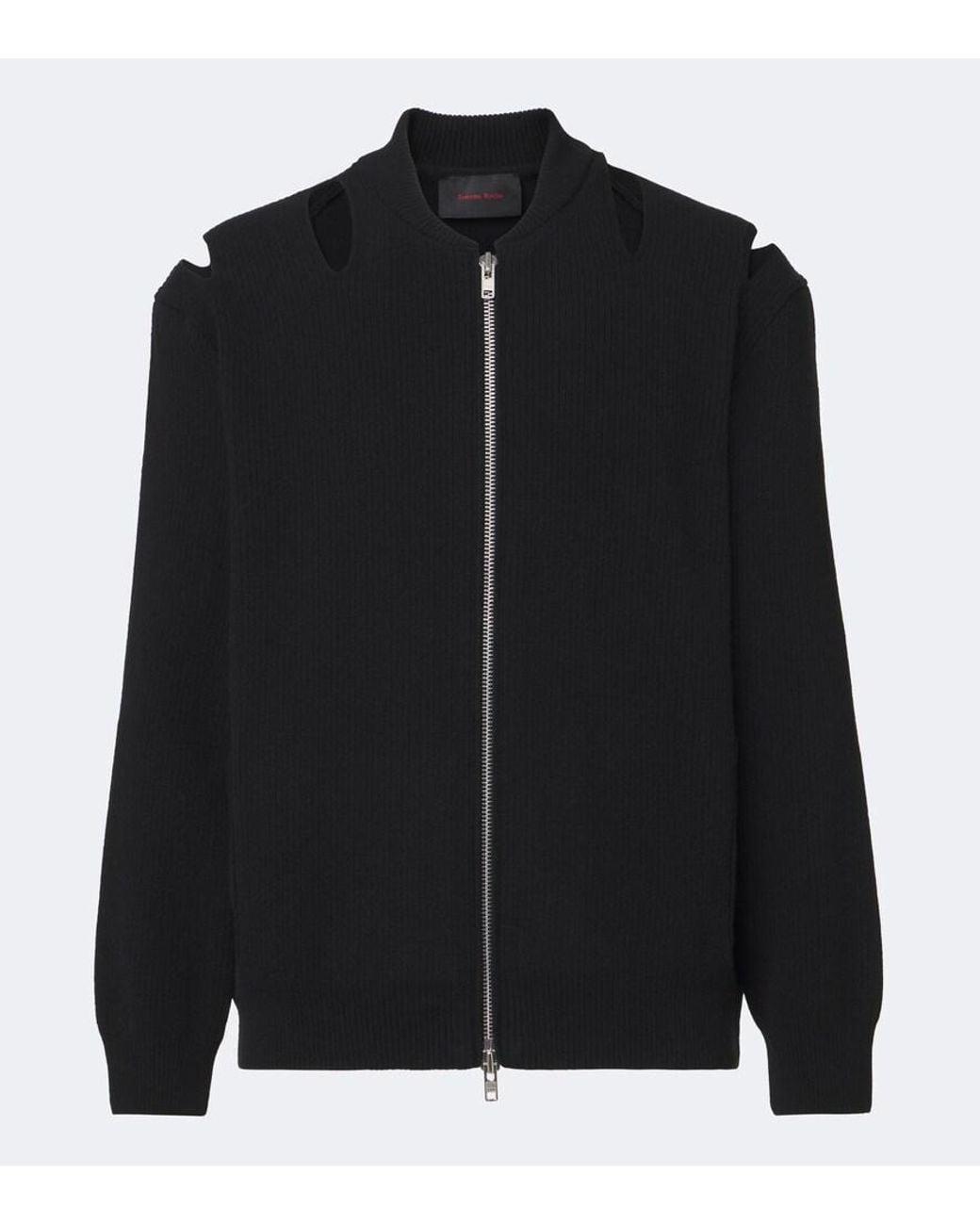 Simone Rocha Black Cutout Wool-Blend Zip-Up Cardigan for men