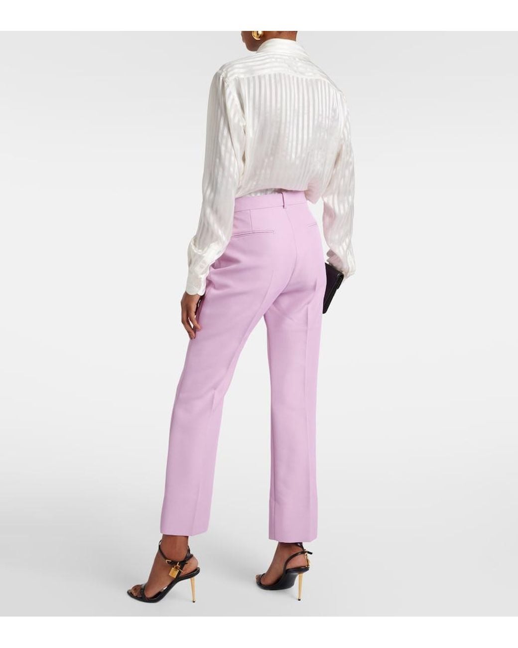 Tom Ford Pink Wool-Blend Slim Pants