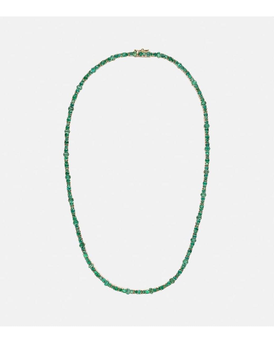 Ileana Makri Metallic Rivulet 18kt Gold Necklace With Emeralds
