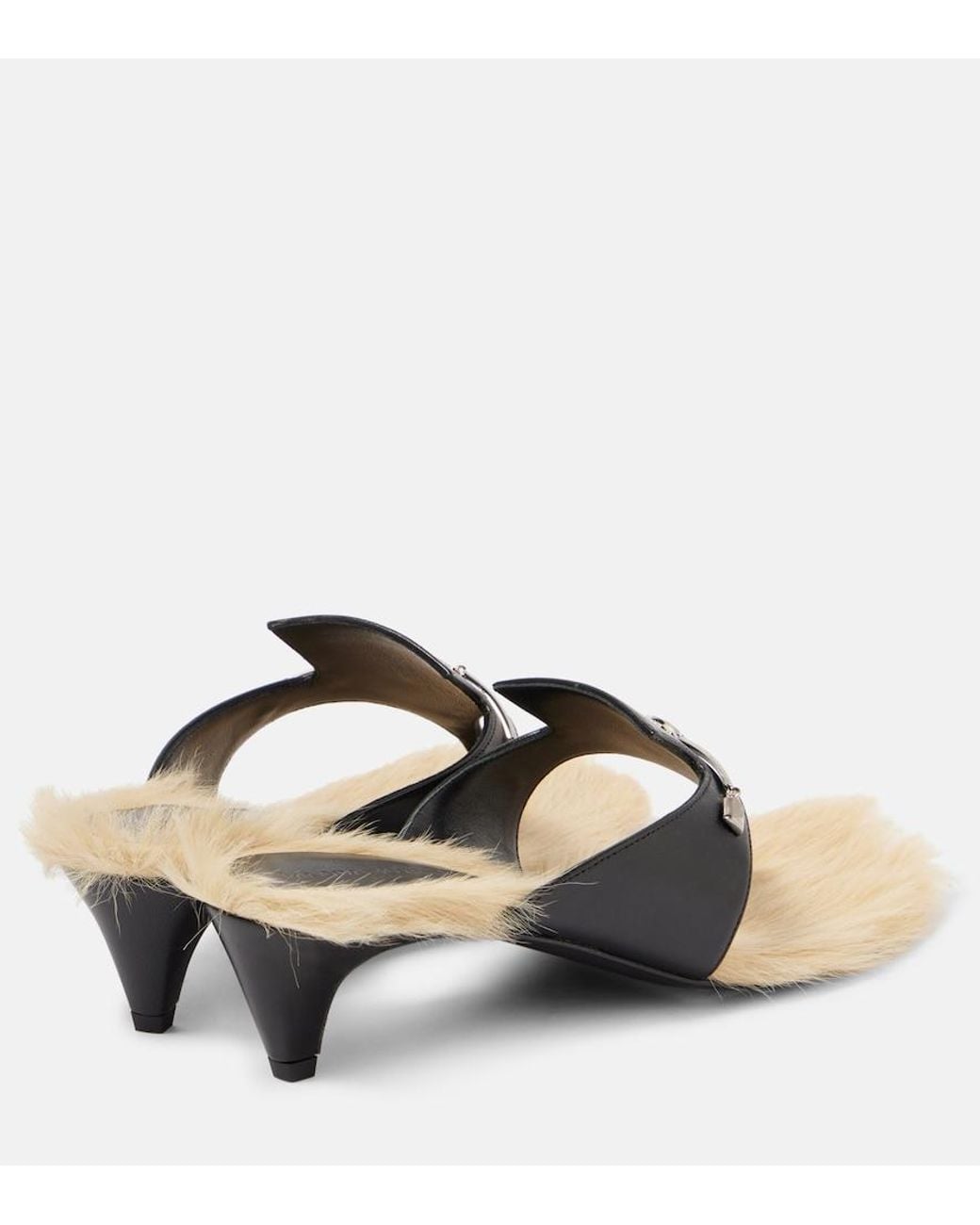 Magda Butrym Black Shearling-Trimmed Leather Sandals