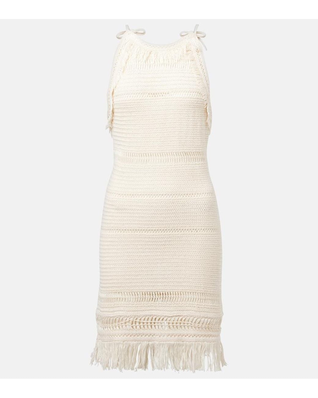 Isabel Marant Natural Araliage Macrame Cotton Minidress