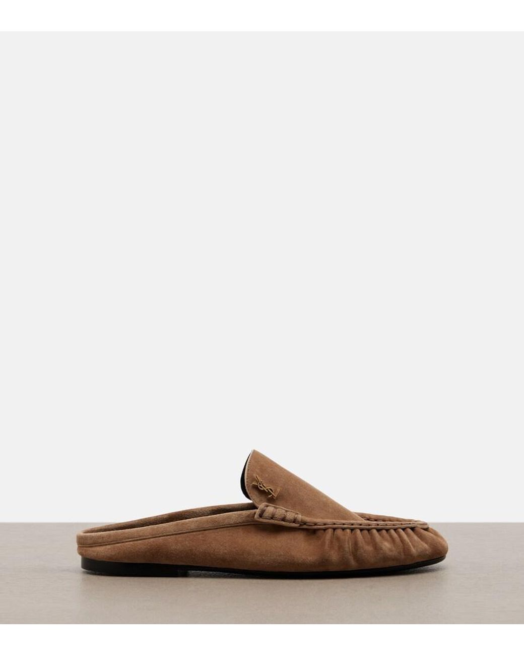 Saint Laurent Brown Le Loafer Suede Mules
