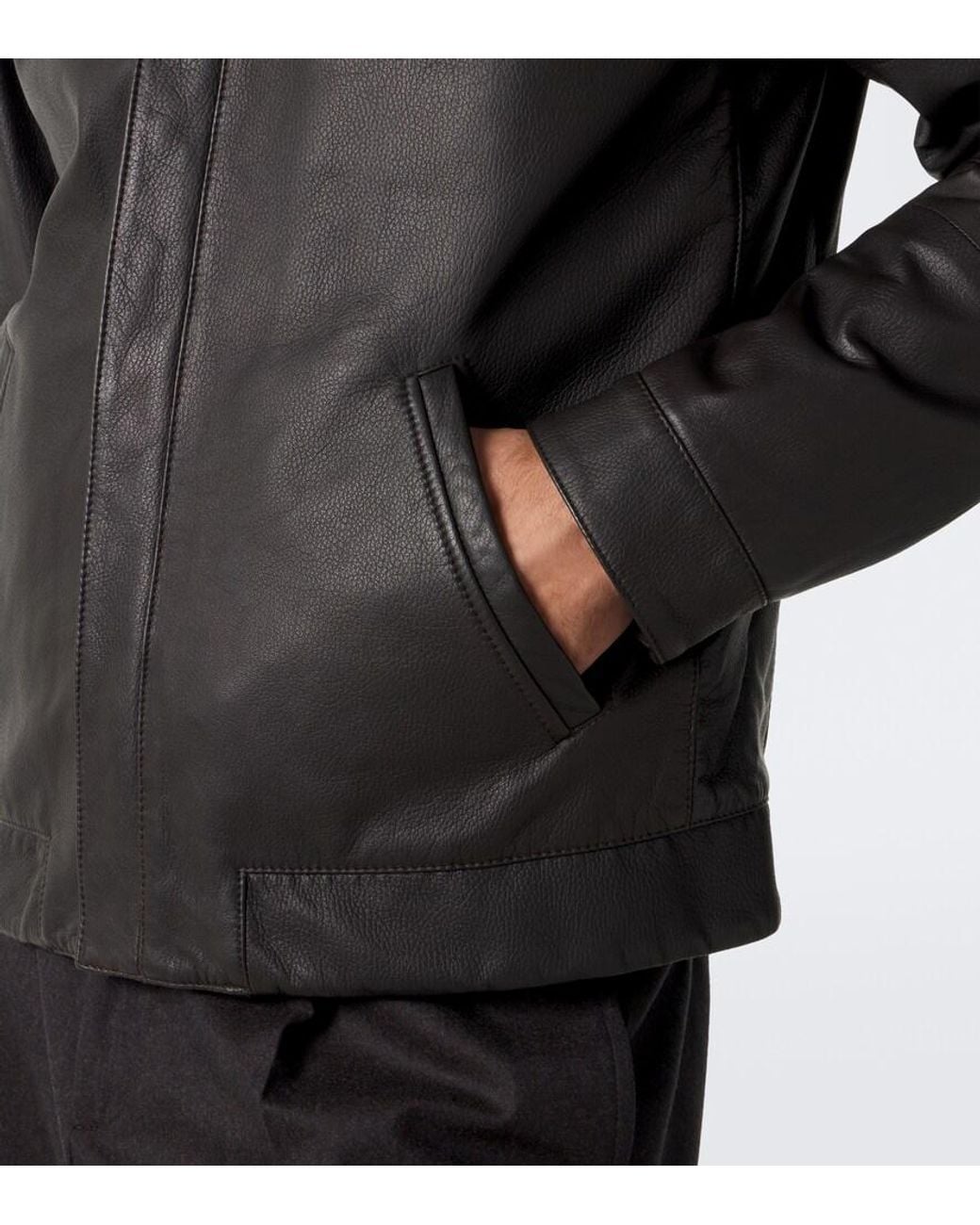 Thom Sweeney Black Leather Jacket for men