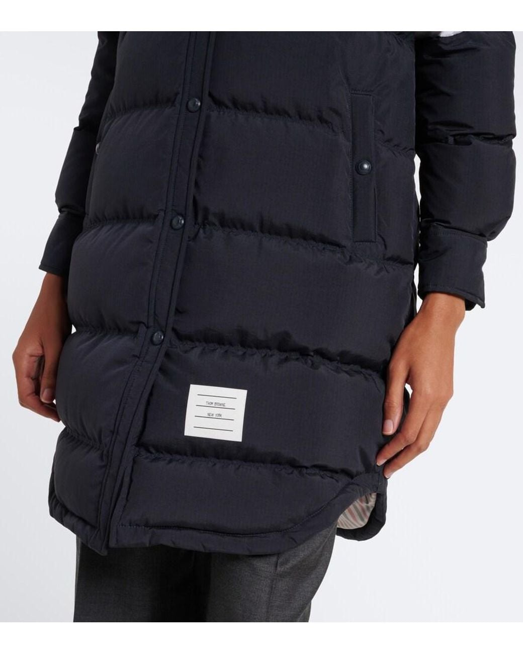 Thom Browne Blue 4-Bar Hooded Down Coat