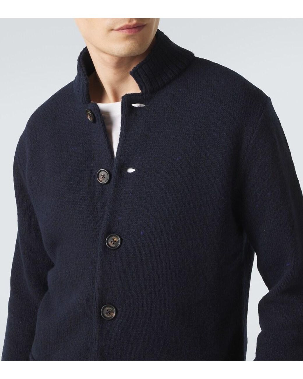 Eleventy Blue Wool And Cashmere-Blend Cardigan for men
