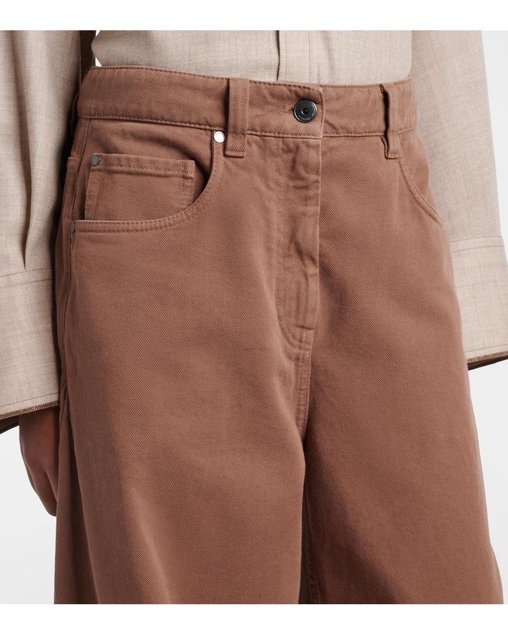 Brunello Cucinelli Brown Monili Wide-Leg Jeans