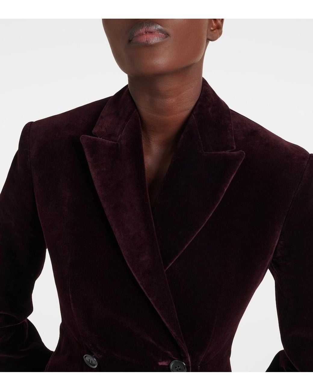 Alaïa Blue Double-Breasted Cotton Velvet Jacket