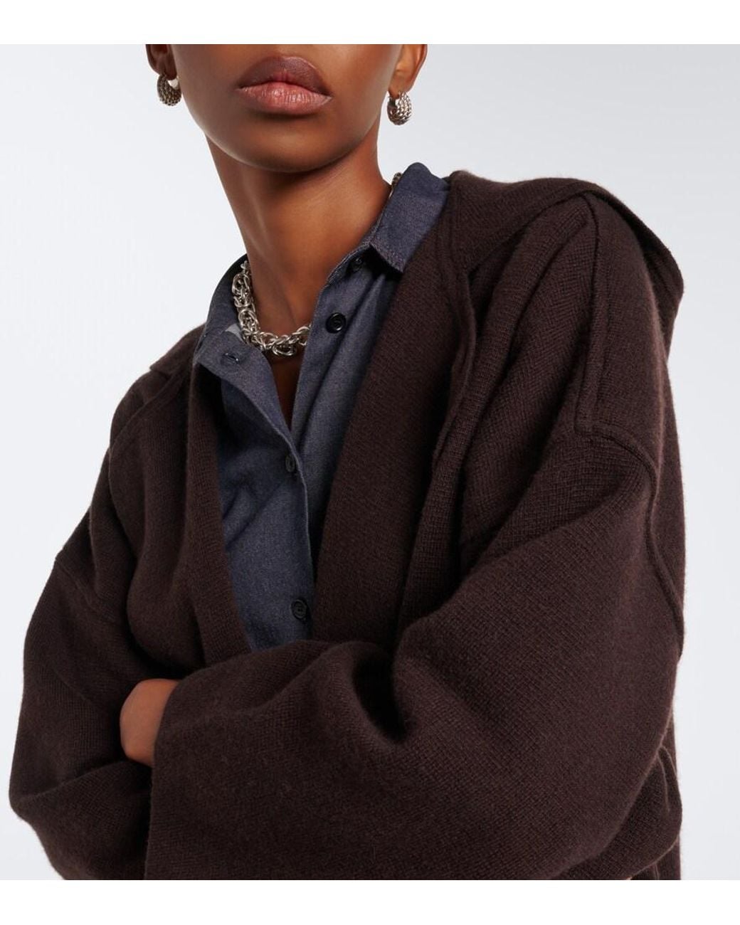 Max Mara Black Hooded Wool And Cashmere Cardigan