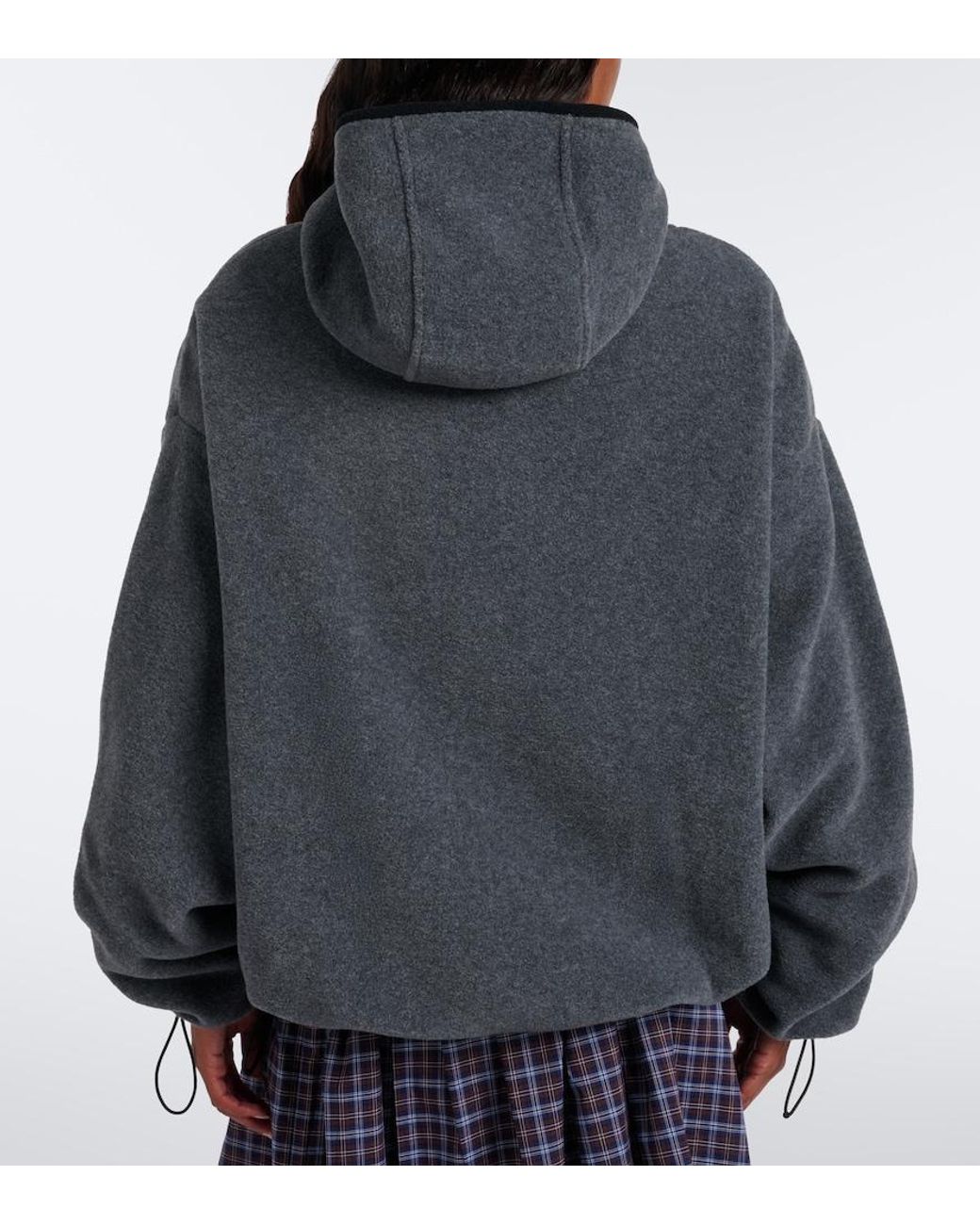 Miu Miu Black Hooded Oversized Fleece Jacket