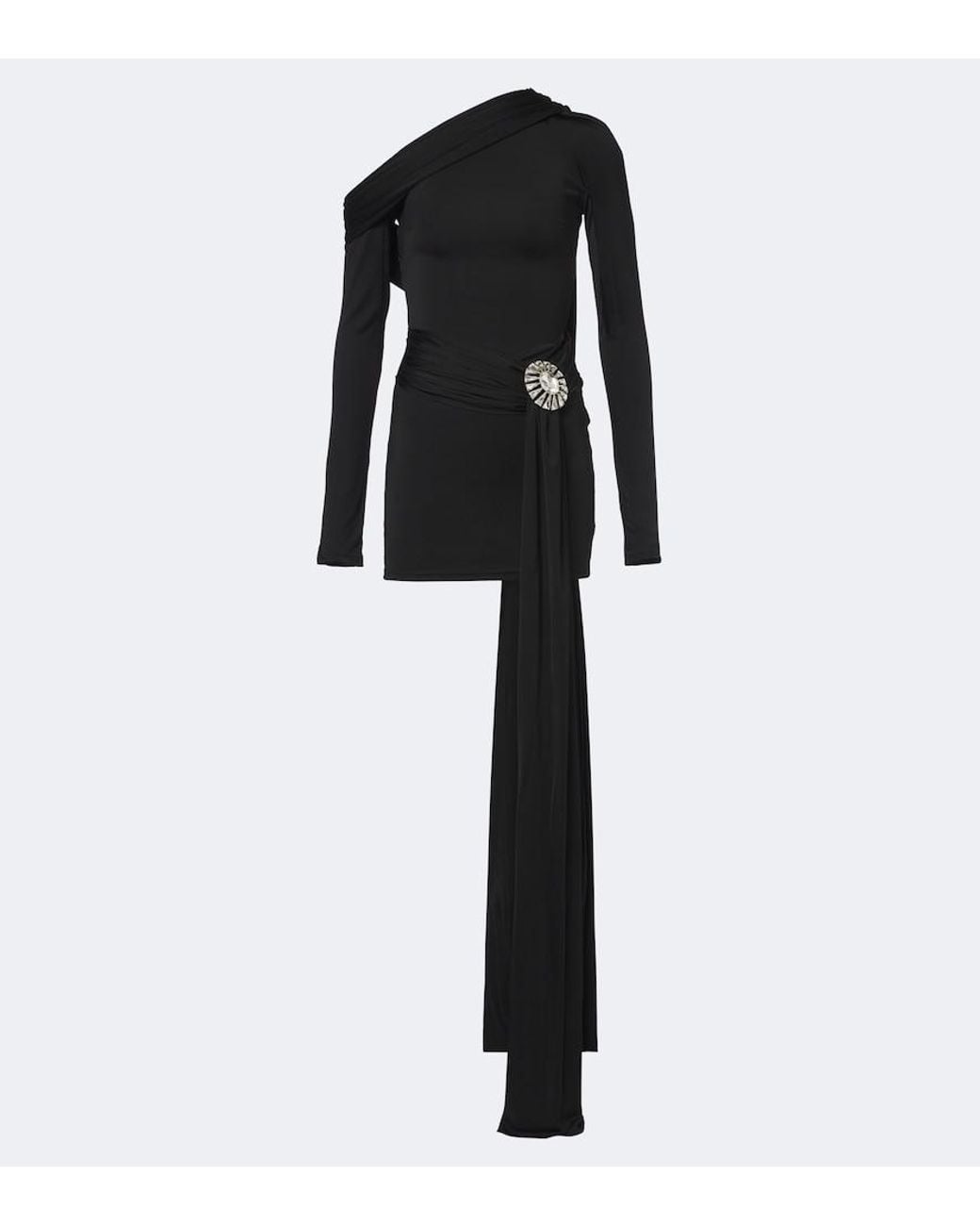 David Koma Black Embellished One-Shoulder Minidress