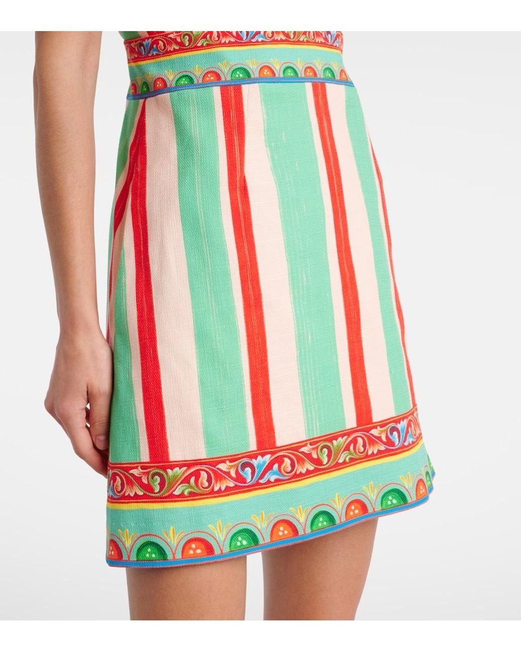 Dolce & Gabbana Red Taormina Striped Cotton-Blend Minidress