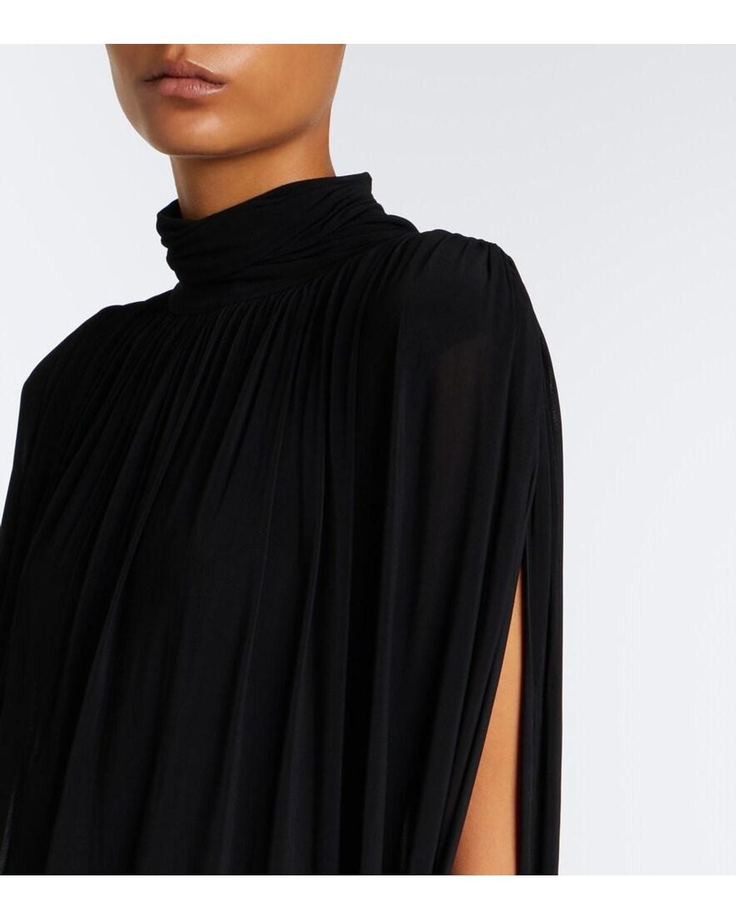 TOVE Black Eila Draped Jersey Maxi Dress
