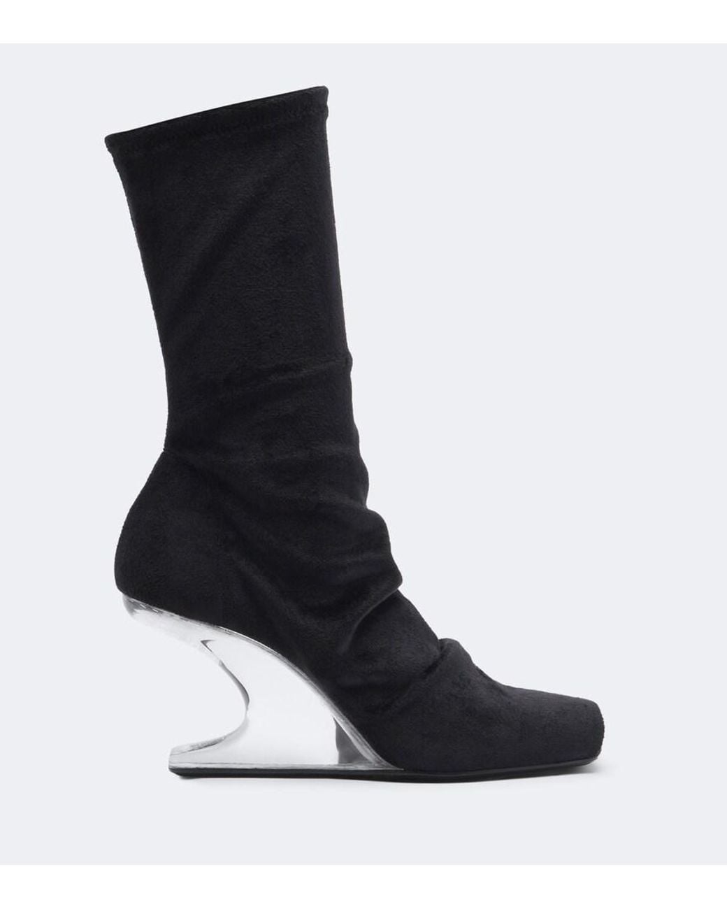 Rick Owens Black Cantilever Velvet Jersey Ankle Boots