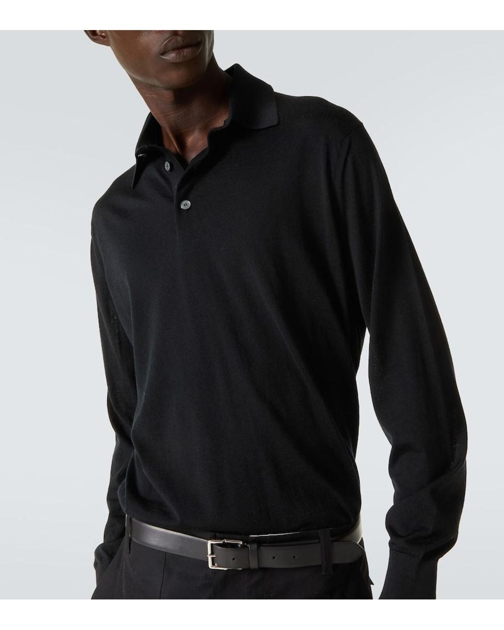 Zegna Black Wool Polo Shirt for men