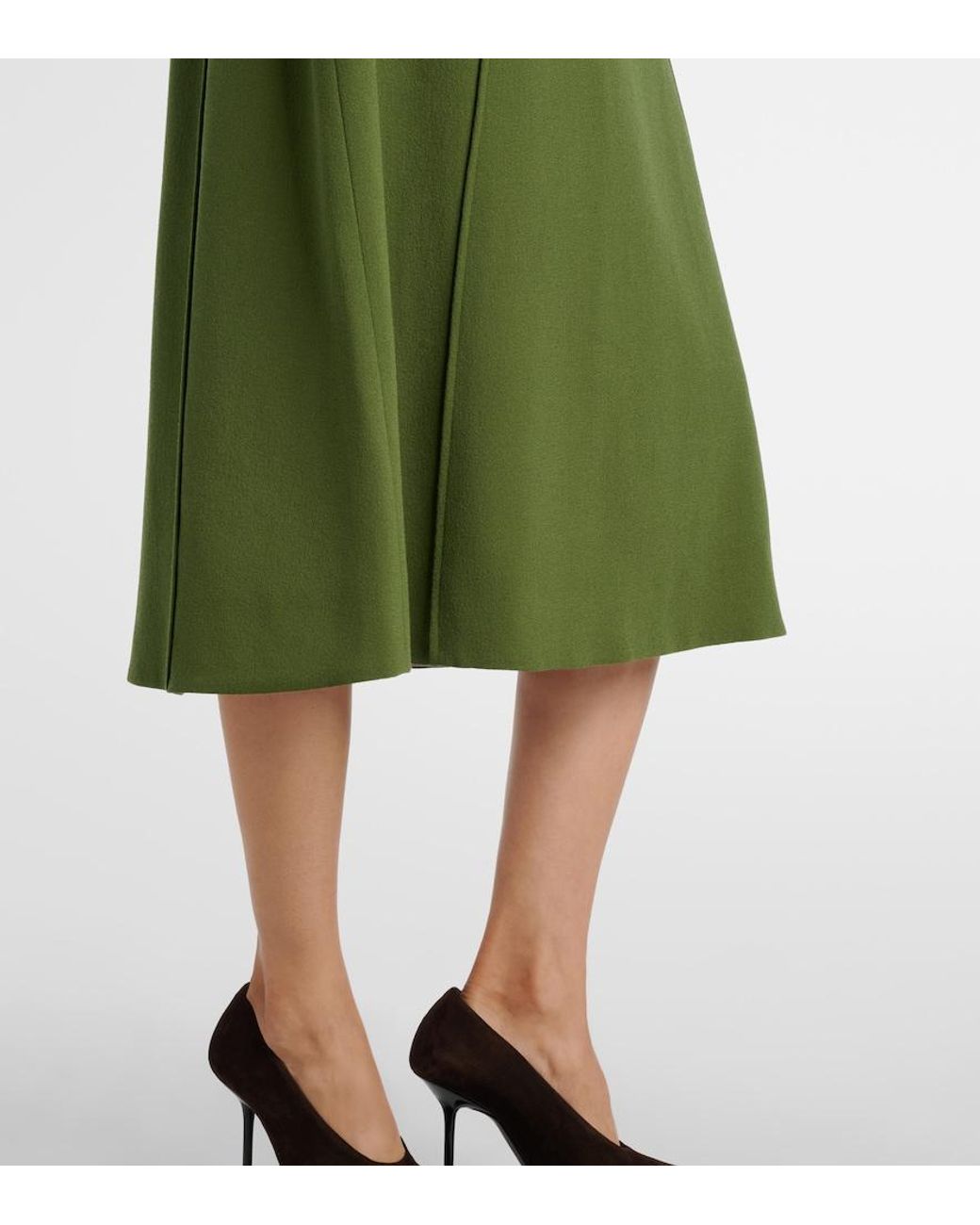 Emilia Wickstead Green Collinson Wool Crepe Midi Dress