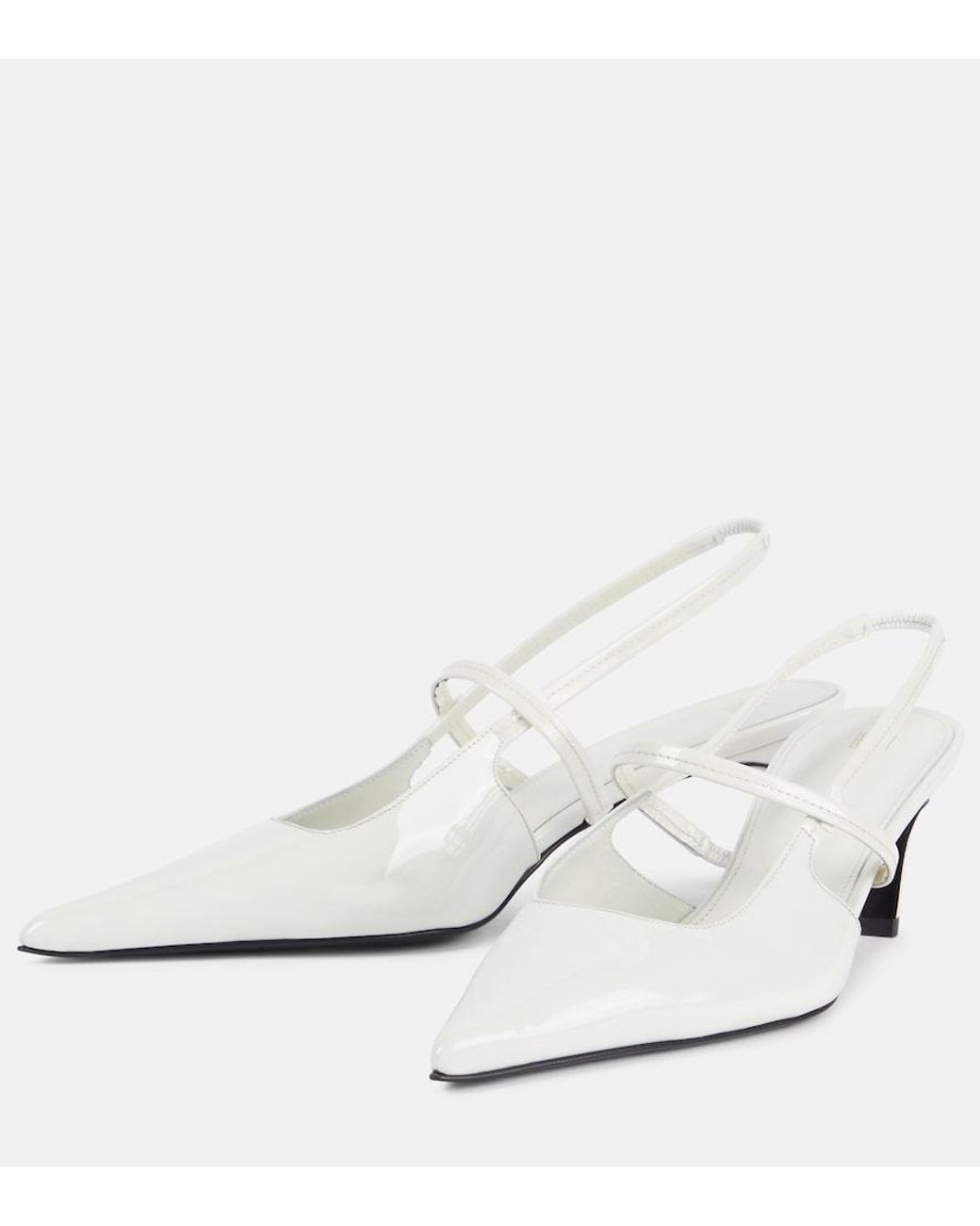 Totême White Sharp 50 Patent Leather Slingback Pumps
