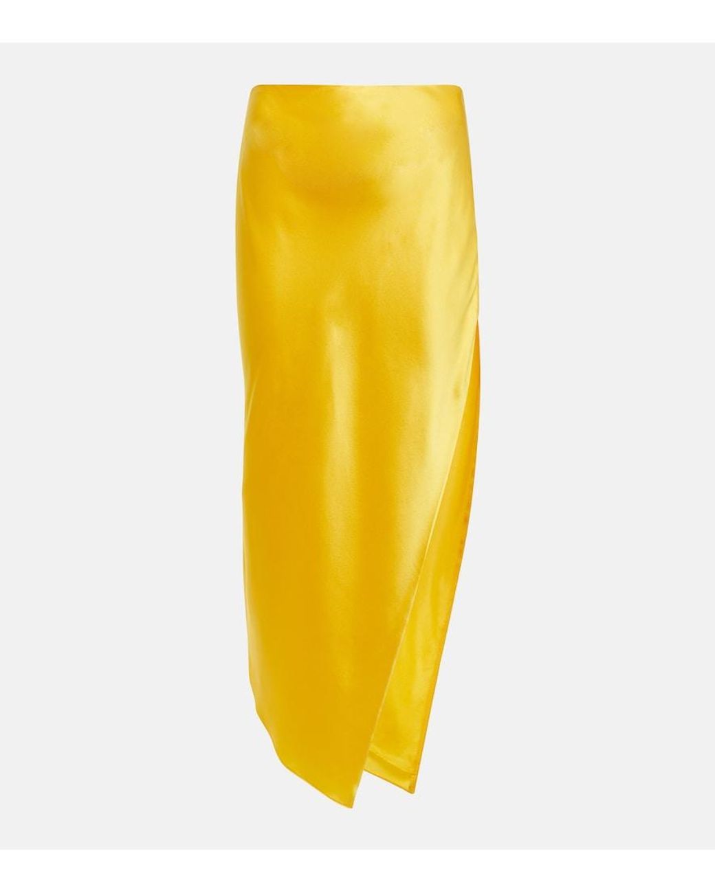 The Sei Yellow Silk Midi Skirt