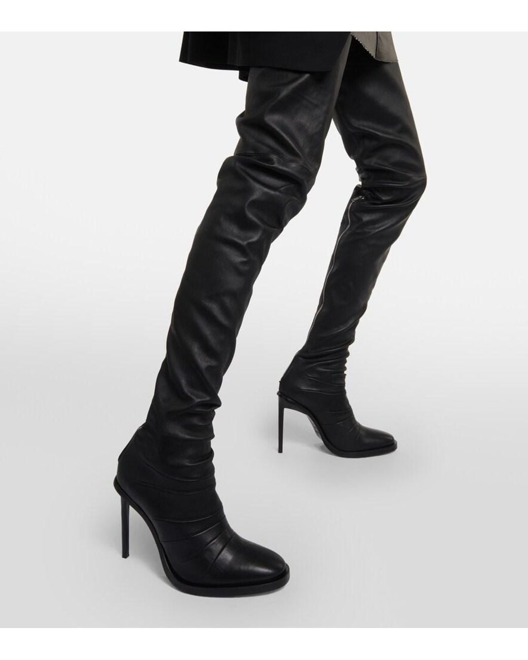 Ann Demeulemeester Black Adna Over-The-Knee Leather Boots