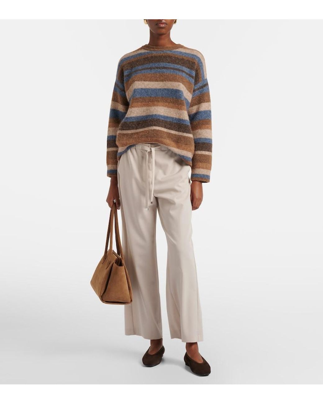 Max Mara Natural Margenta Virgin Wool Straight Pants