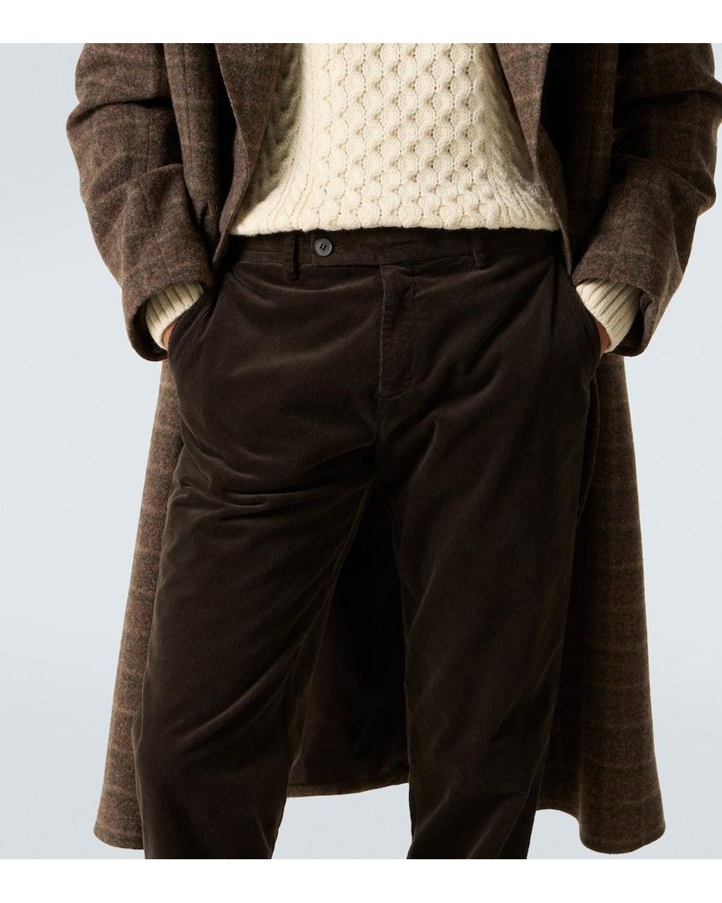 Sunspel Black Corduroy Cotton Straight Pants for men
