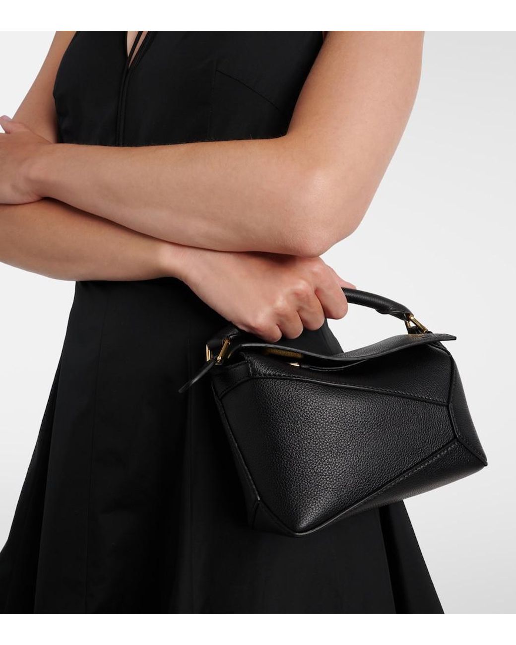 Loewe Black Puzzle Edge Mini Leather Top-Handle Bag