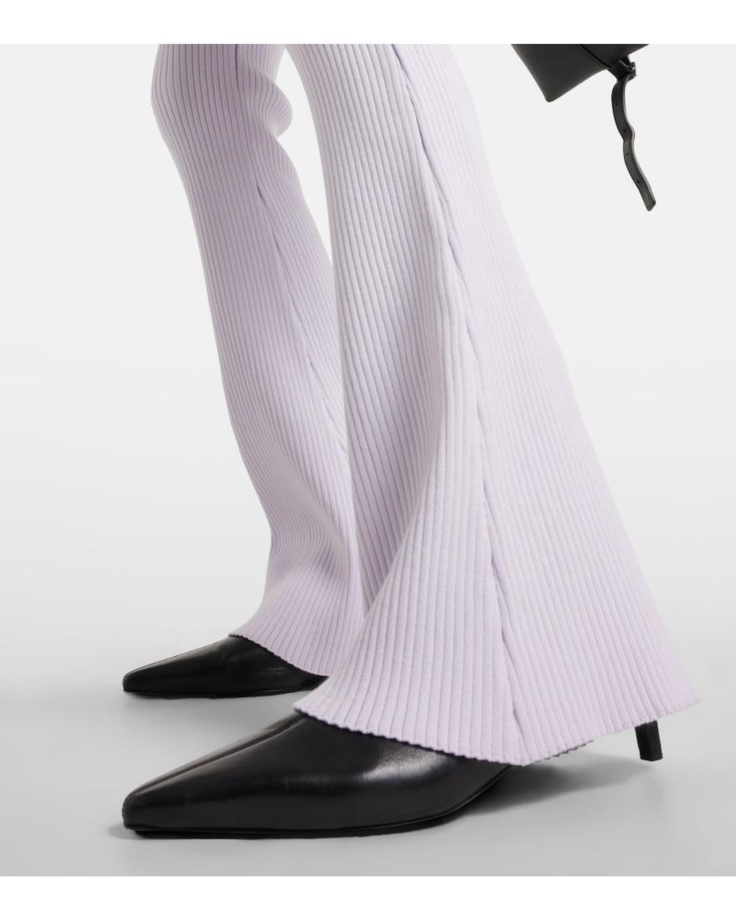 Courreges White Reedition Ribbed-Knit Flared Pants