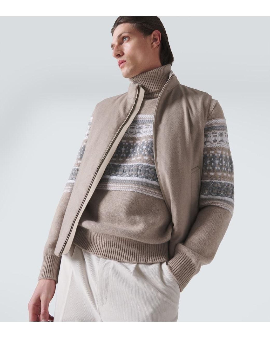 Zegna Gray Cashmere Down Vest for men