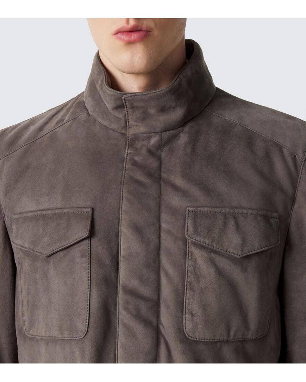 Thom Sweeney Brown Suede Field Jacket for men
