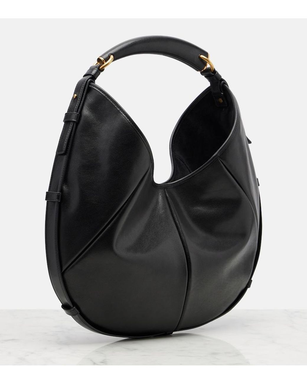 Saint Laurent Black Mombasa Medium Leather Shoulder Bag