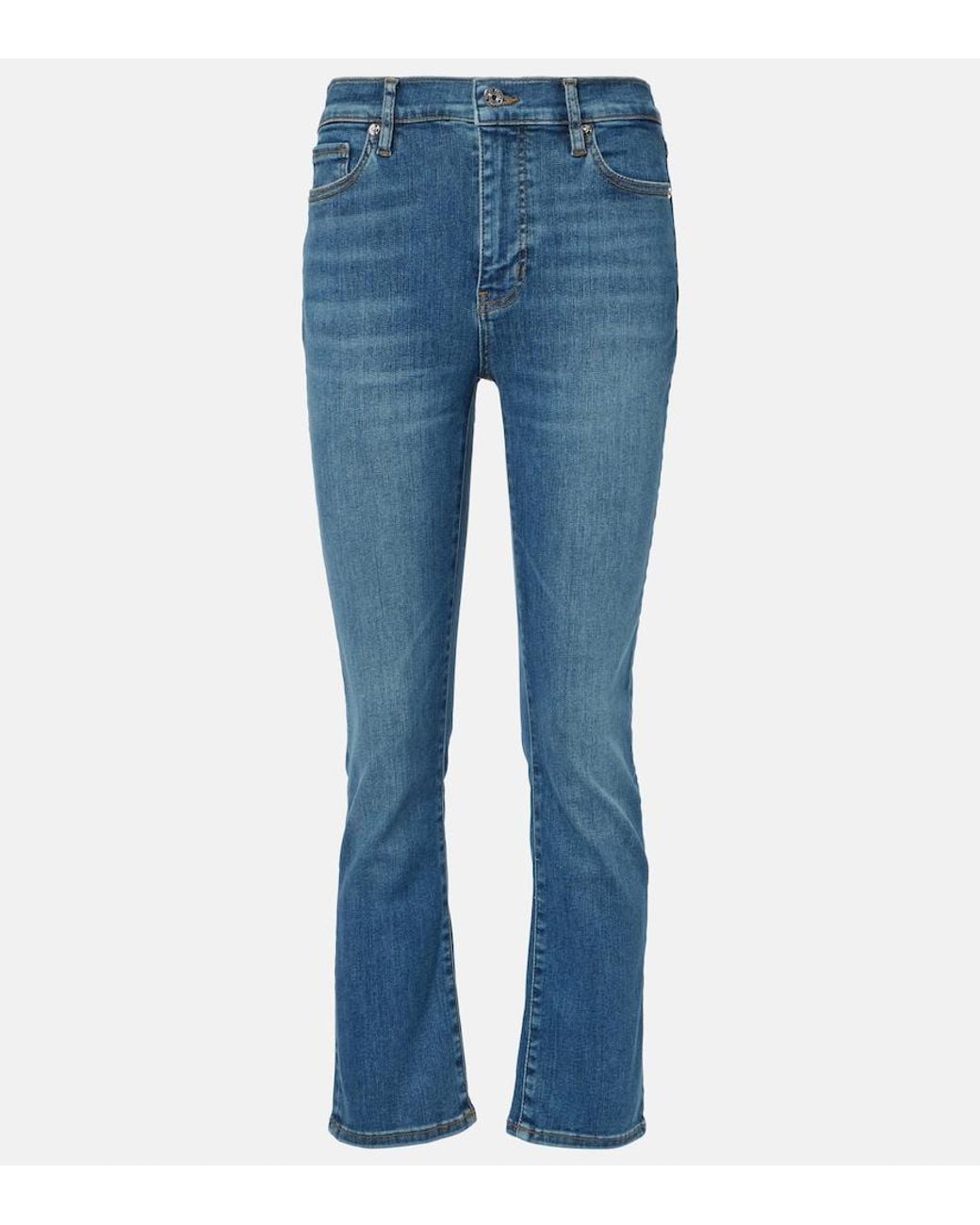 FRAME Blue Le High Straight Cropped Straight Jeans