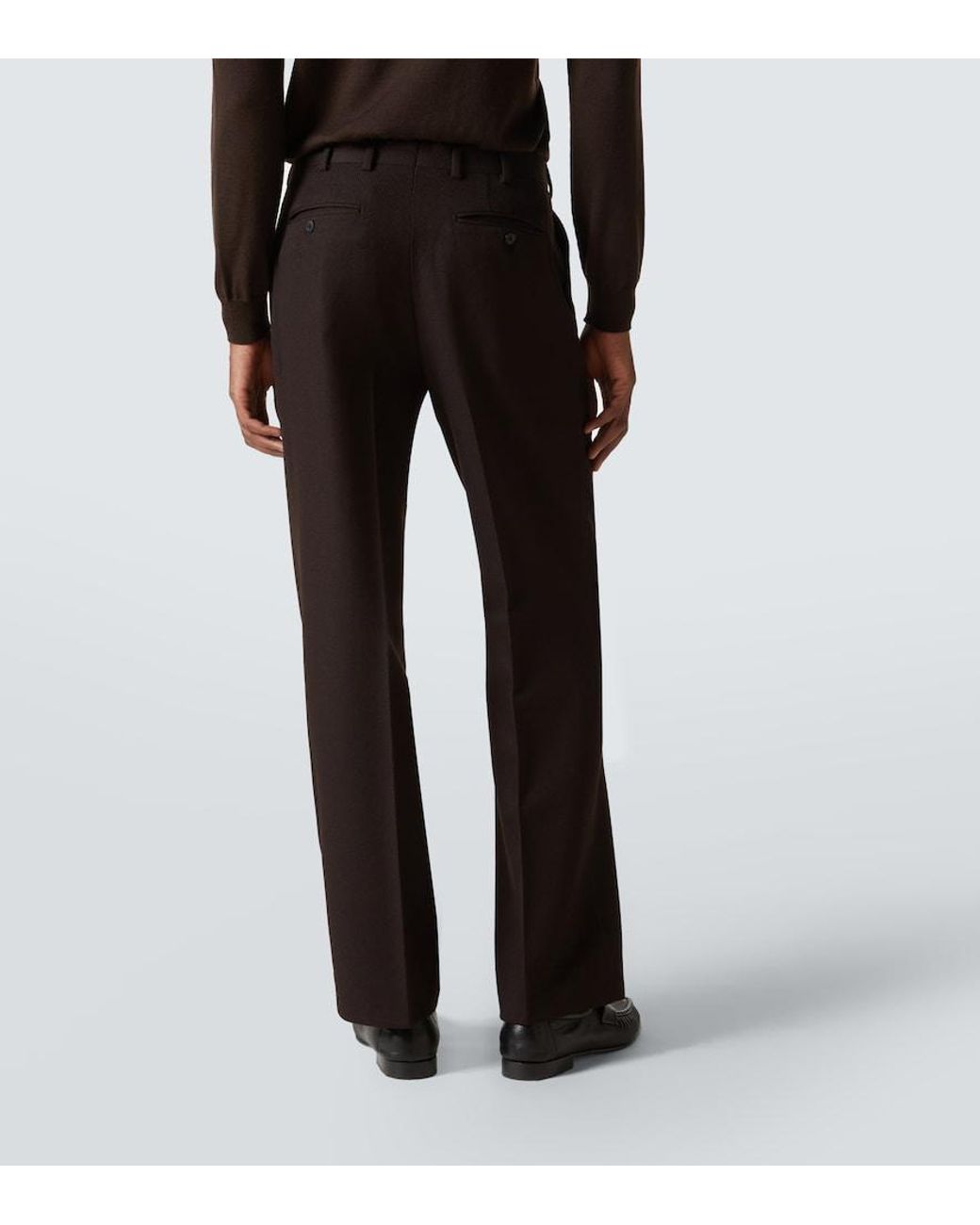 Saman Amel Black Amo Wool Twill Straight-Leg Pants for men