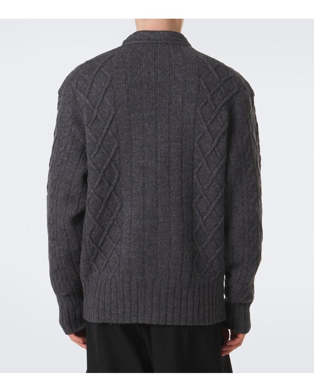 Simone Rocha Gray Cable-Knit Embellished Virgin Wool Cardigan for men