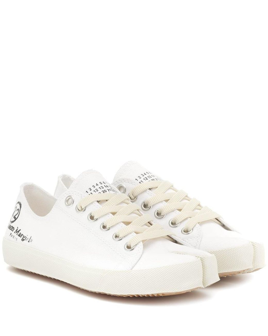 Maison Margiela Tabi Logo Canvas Low-Top Sneakers in White