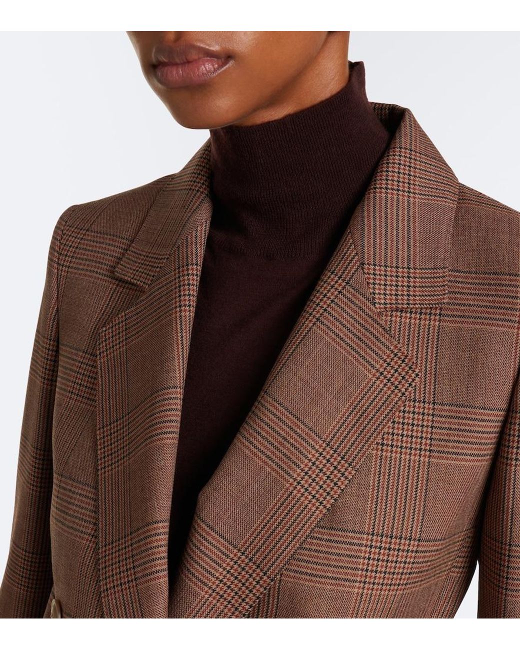 Max Mara Brown Double-Breasted Virgin Wool Blazer