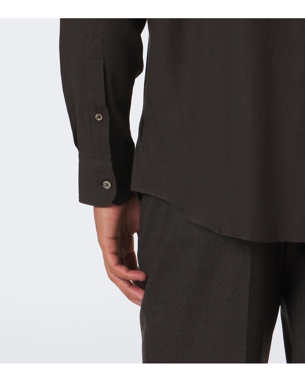 Zegna Black Cotton And Cashmere Shirt for men