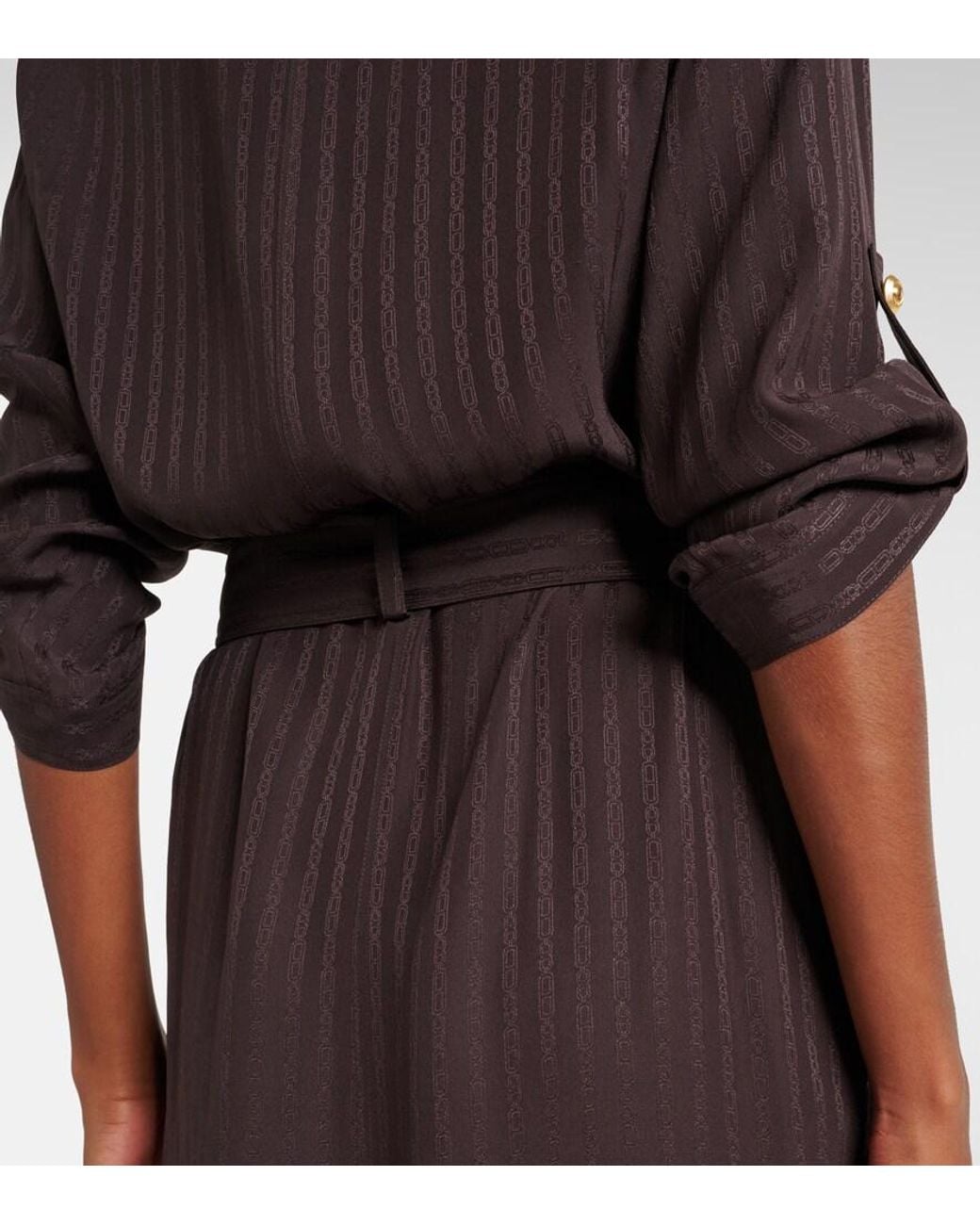 Tom Ford Brown Striped Belted Shirt Dress