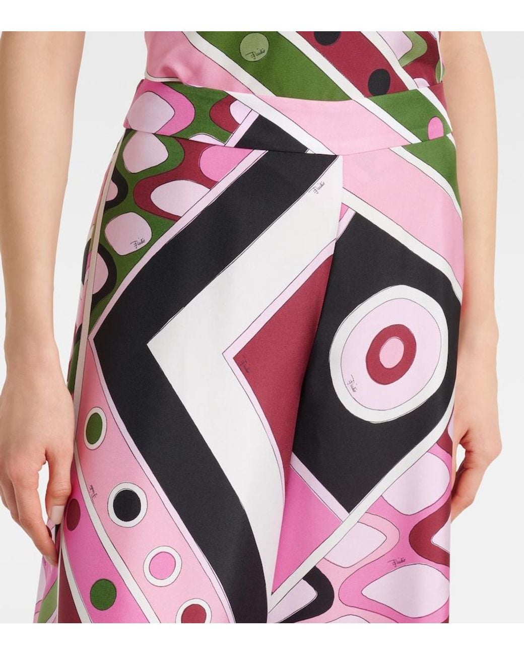 Emilio Pucci Pink Vivara Silk Satin Wide-Leg Pants