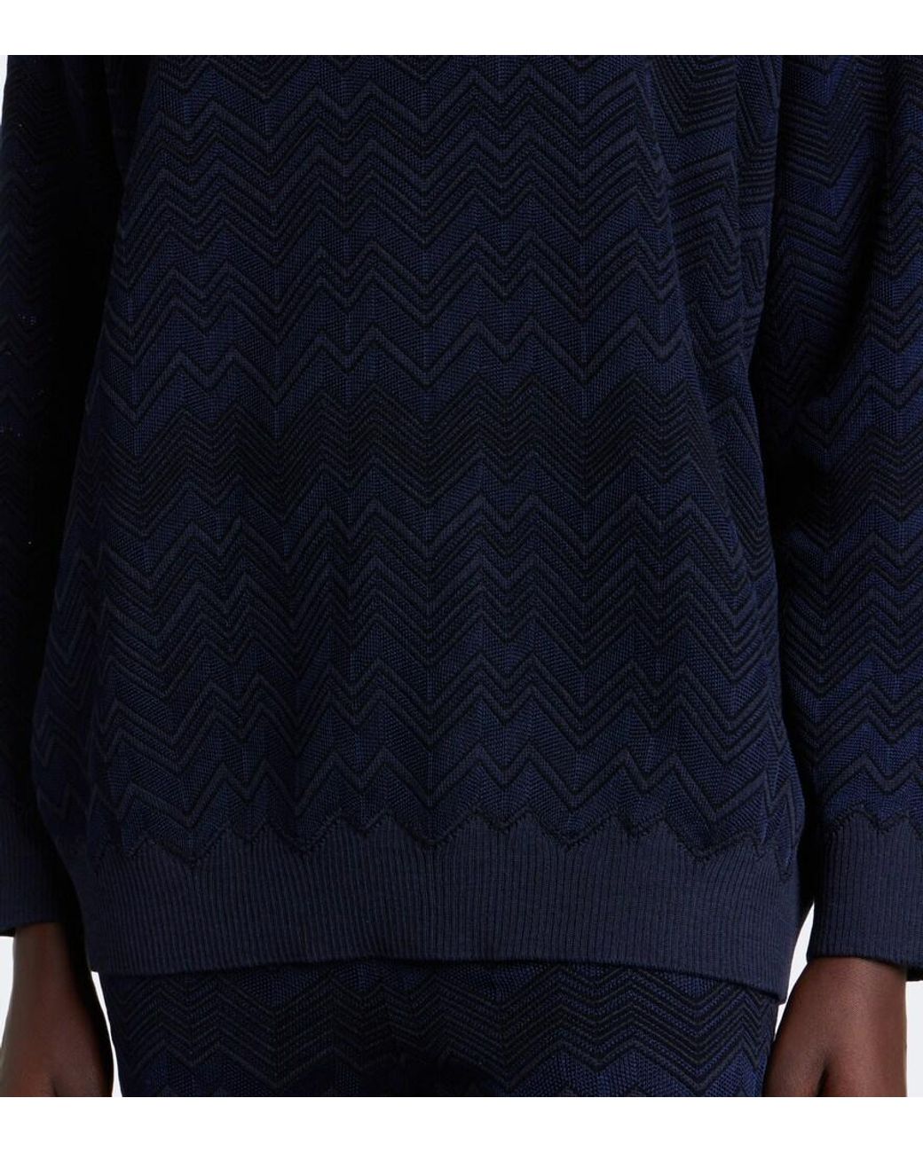 Missoni Blue Zigzag High Neck Sweater