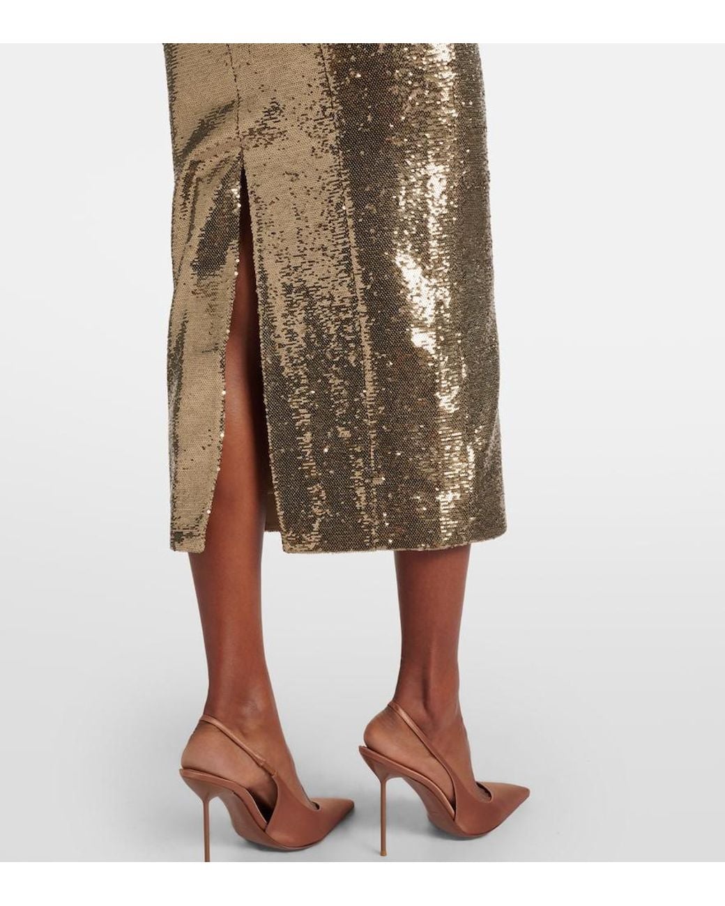 Roland Mouret Natural Sequined Midi Dress
