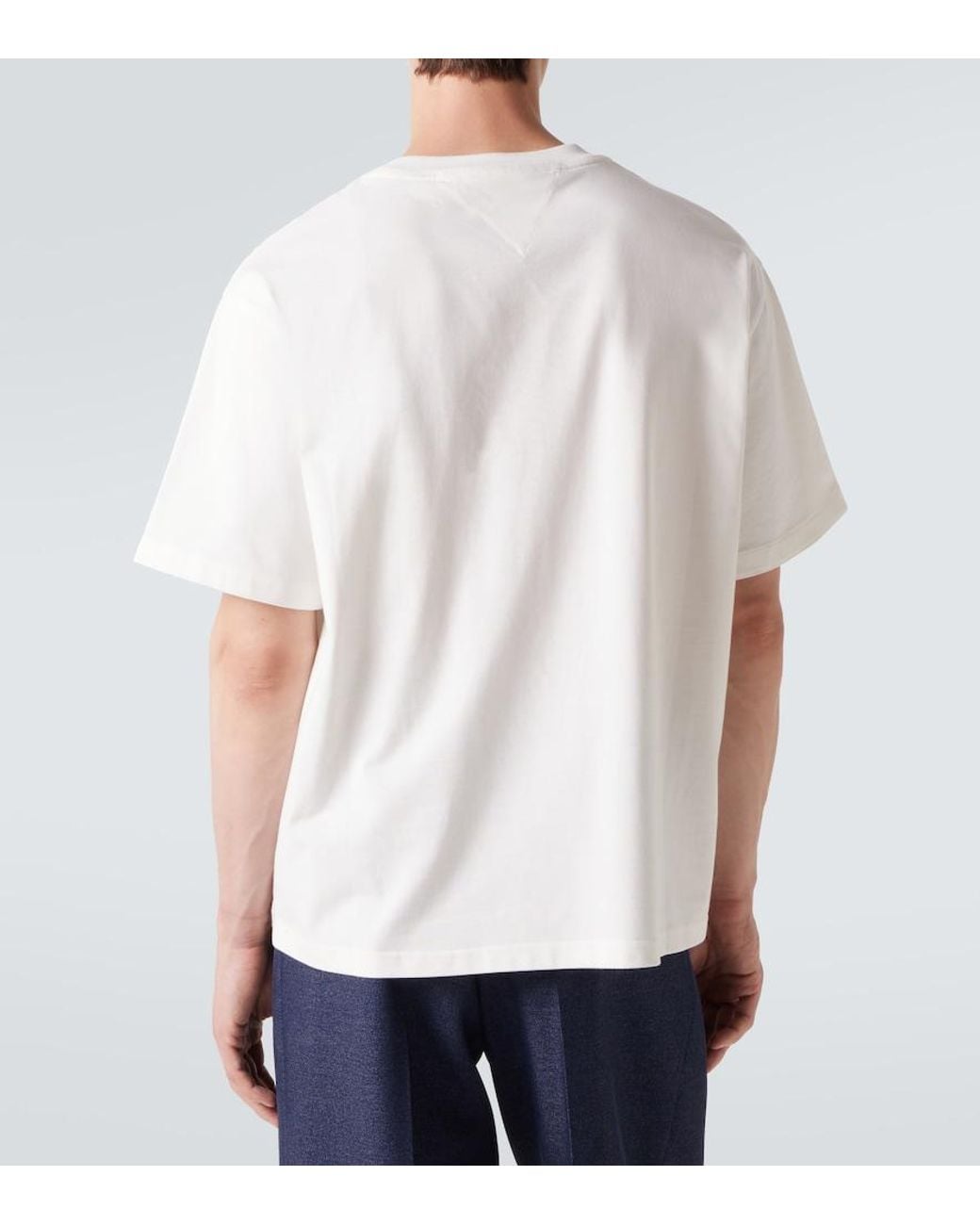 Bottega Veneta White Suede-Trimmed Cotton Jersey T-Shirt for men