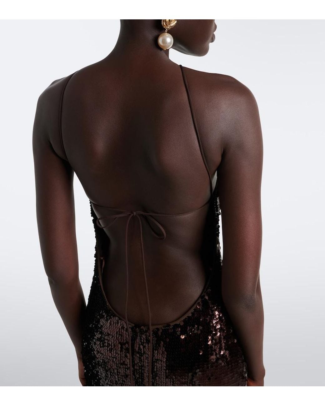 Magda Butrym Purple Floral-Applique Sequined Gown