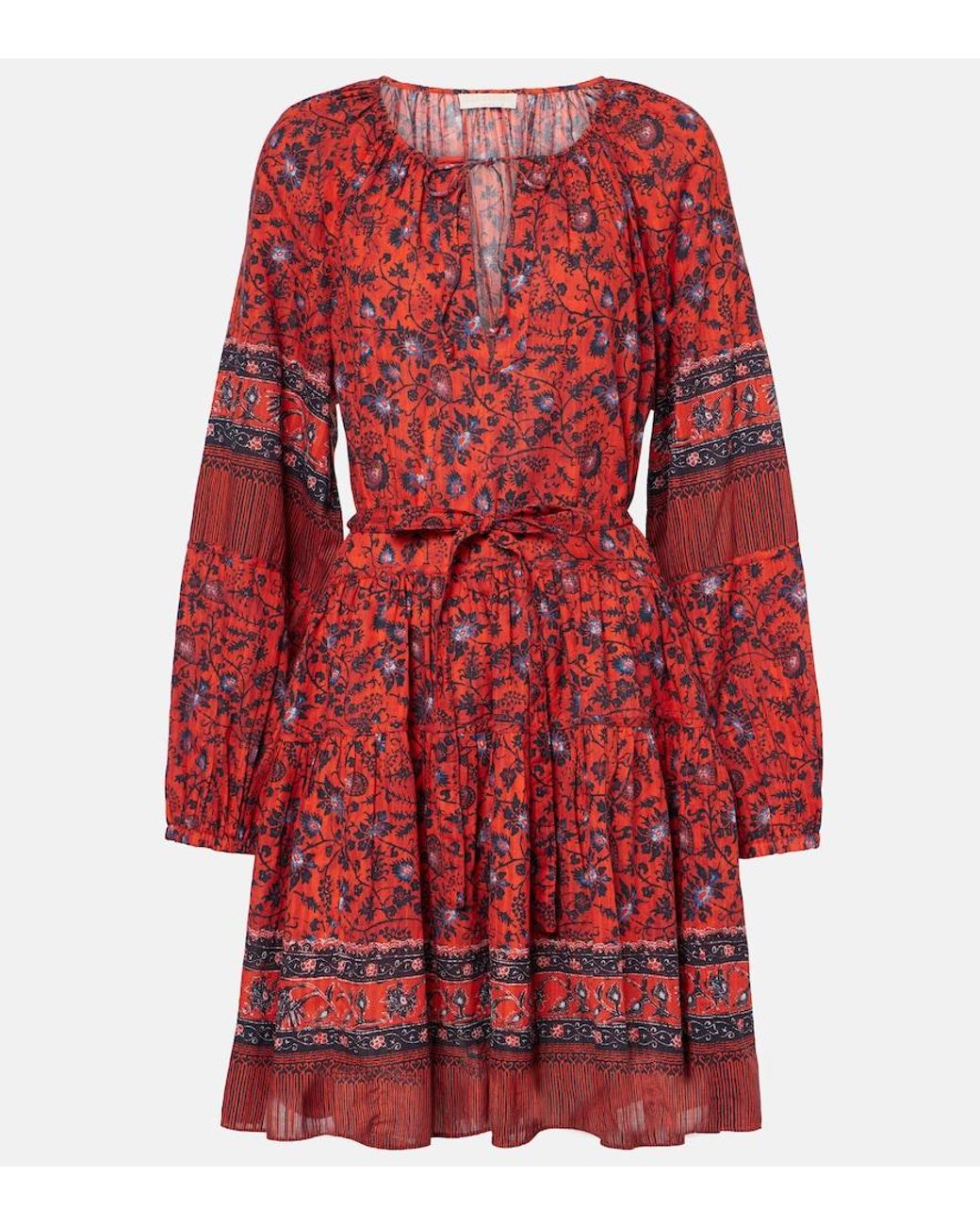 Ulla Johnson Red Abri Floral Cotton-Blend Minidress