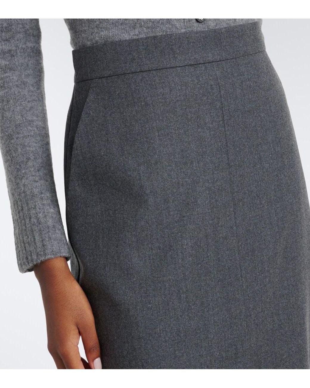 Max Mara Gray Wool-Blend Pencil Skirt