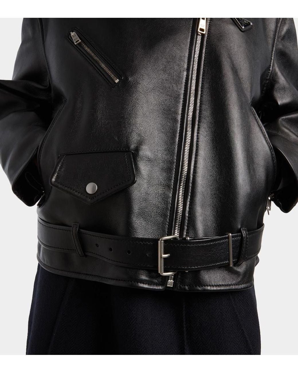 Prada Black Leather Biker Jacket