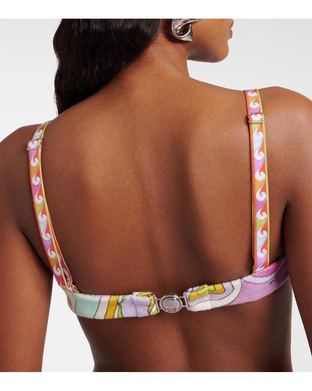 Emilio Pucci Pink Orchidee Cotton Terry Bikini Top